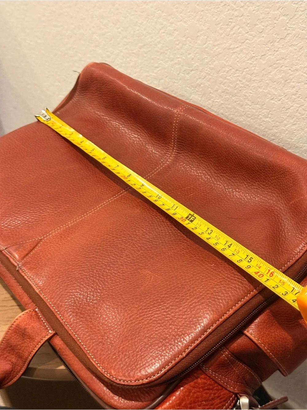 Johnston & Murphy Men's Distressed Leather Briefcase in Burnt Copper